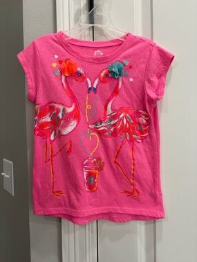 Garanimals hot pink flamingo short sleeve tshirt in girls size 7 GUC tiny hole